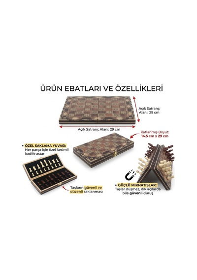 Kişiye Özel İsim Yazılabilir Lüks Mozaik Desen Ahşap Manyetik Satranç Seti 29 Cm Premium Oyun Takımı