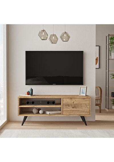 Luton Tv Ünitesi 110cm Tv Sehpası Ahşap Ayaklı Çam Lut1-a Atlantik Çam