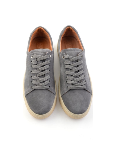 Bambi Gri Hakiki Deri Erkek Sneaker E01396009902