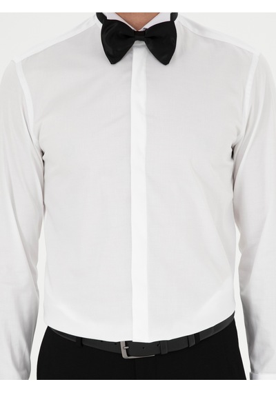 Cacharel Beyaz Slim Fit Pamuk Karışımlı Manşetli Smokin Gömlek Cacharel Beyaz Slim Fit Pamuk Karışımlı Manşetli Smokin Gömlek