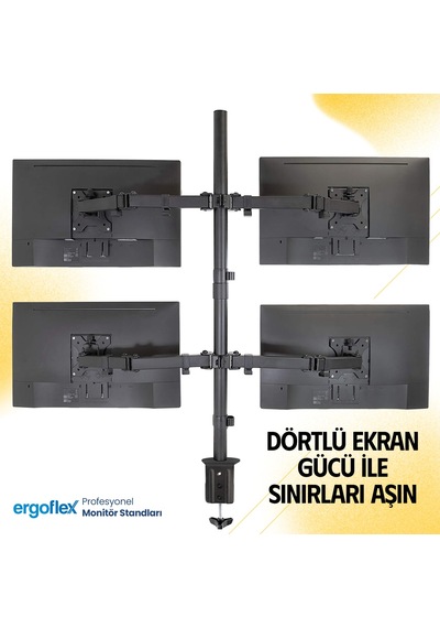Ergoflex EF54 Steel Design 2 - 8 KG Quad Ekran Asansörlü 13'' - 27'' Monitör Standı