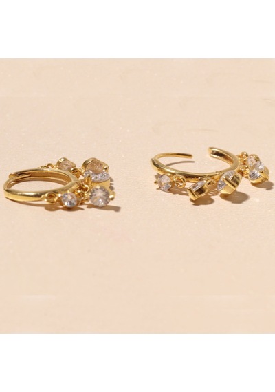 Zirkon Taşlı Halka Küpe 718896 Gold Gümüş