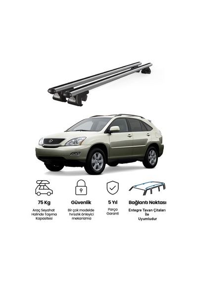 Venüs Lexus Rx 300/400 2009-2015 Uyumlu Gri Ara Atkı Port Bagaj Tavan Barı