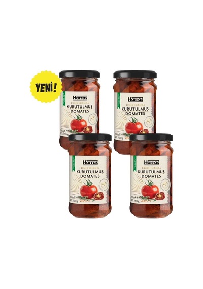 Güneşte Kurutulmuş Domates Doğal Katkısız 280 Gr 4 Adet Kavanoz Süzme 160 Gr X 4