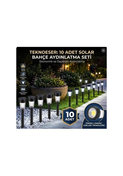 Tr 10lu 28 Cm Siyah Solar Saplama Güneş Enerjili Bahçe Işıklandırması Solar Aydınlatma 37596488