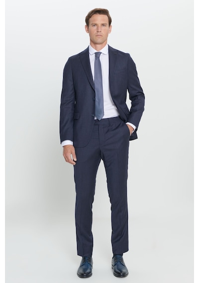 AC&Co / Altınyıldız Classics Erkek Lacı Slim Fit Dar Kesim Kırlangıç Yaka %100 Yün Çizgili Takım Elbise Lacı