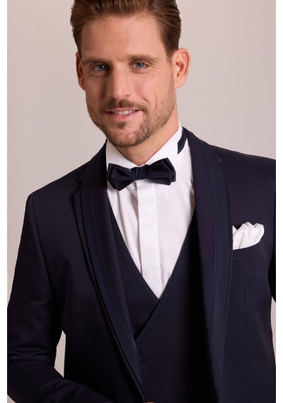 Ysf Erkek Lacivert Slim Fit Yelekli Damatlık