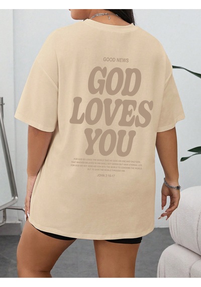 Uyguntarz Good Loves You Baskılı Unisex Oversize Tshirt Bej
