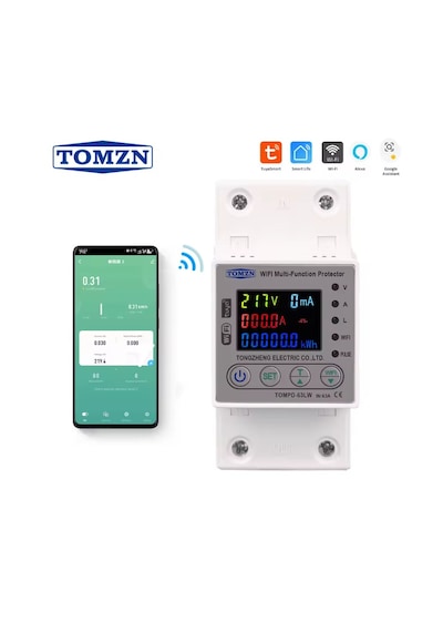 Tomzn 63a Wifi Akıllı Kaçak Akım Rölesi Tomzn 63 Amper Akım Koruyucu Röle Tompd-63lw
