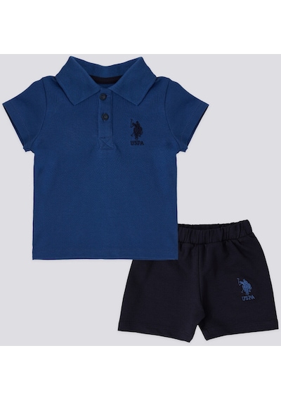 U.S. Polo Assn. Lisanslı Collar Cobalt Erkek Bebek Takımı 5274-43379 Mercan