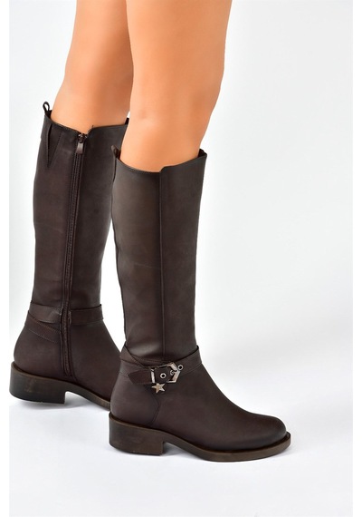 Fox Shoes Kahverengi Kısa Topuklu Günlük Kadın Çizme G674240109 Kahverengi