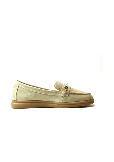 Beety Kadın Deri Loafer Babet Ayakkabı Nubuk Bej  23by37.3007 Bej