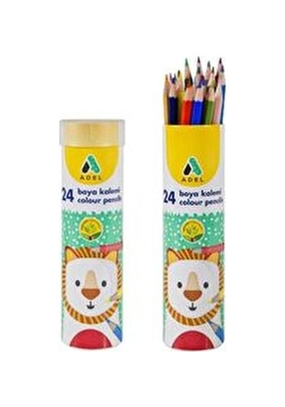 Adel Jumbo Kuru Boya Kalemi 12 Renk Metal Tüp Çocuklar İçin Kolay Kullanım Karışık