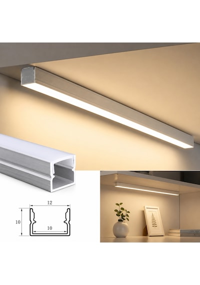 Sıva Üstü Alüminyum Led Profil 1 Metre 12x10 Mm U Kanal Opal Difüzörlü Şerit Led Kanalı Dl1210