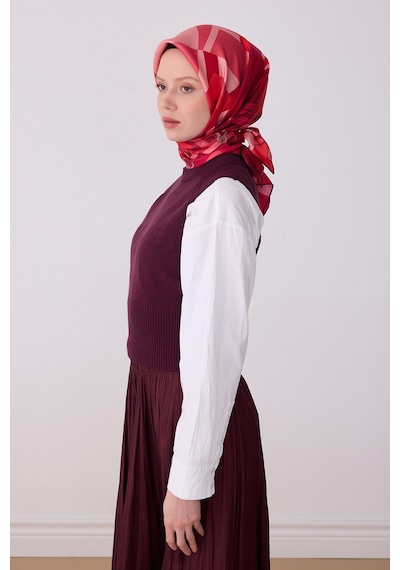 Belli Obje Desen İpek Twill Eşarp - 2026 İlkbahar-yaz T 4300 Pembe