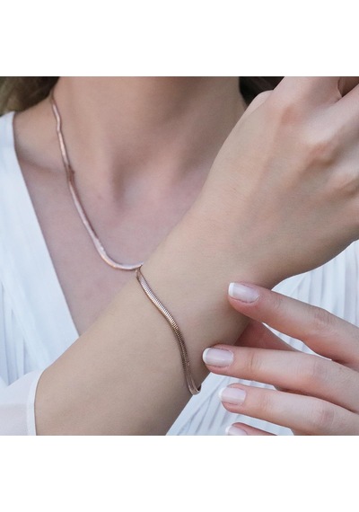 Rose Gold Kaplama İtalyan Zincir Gümüş Set