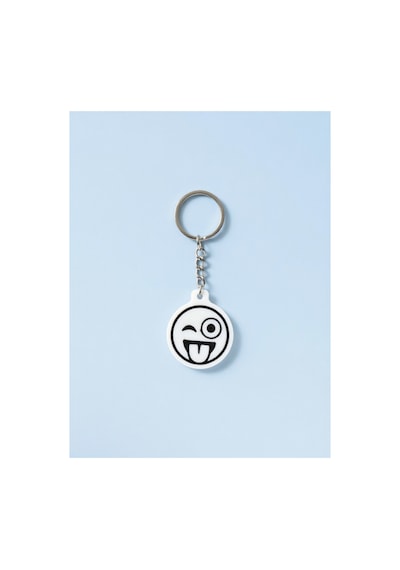 Mini Emoji Airtag Kılıfı - Gizli Takip Tutucu Anahtarlık 3d Baskılı, Beyaz/siyah Şık - Valiz