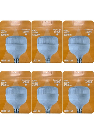 6 Adet Osaka 60w 350w Beyaz Işık E27 Duylu Kalın Duy Led Torch Ampul