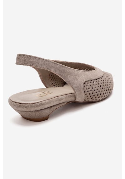 Luvishoes Lıeve Bej Süet Hakiki Deri Kadın Alçak Topuklu Ayakkabı Bej