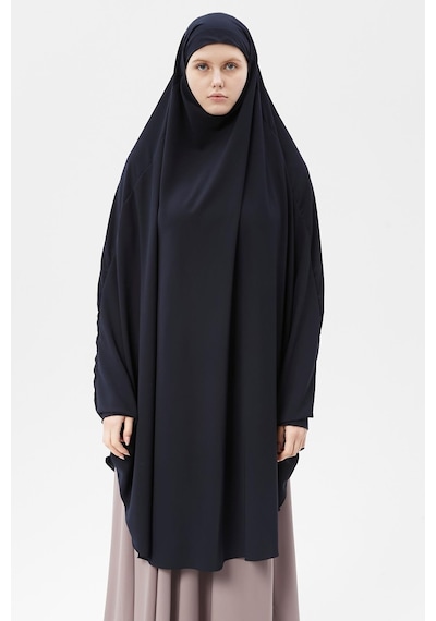 Altobeh Kadın Tesettür Medine İpeği Çarşaf Üstü Peçeli Sufle Hijab Lacivert