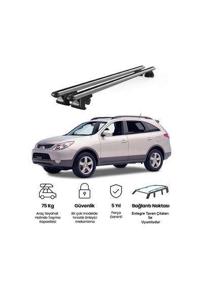 Venüs Hyundai İx55 2008-2012 Uyumlu Gri Ara Atkı Port Bagaj Tavan Barı