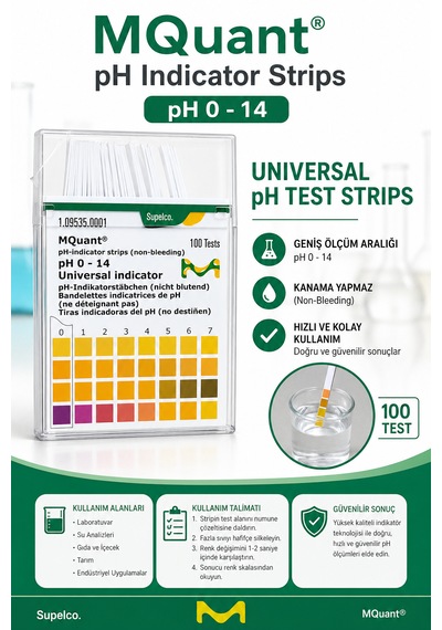 Supelco Ph Kağıdı Mquant Universal Ph İndikatör Şeritleri Ph 0 14
