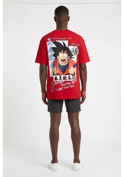 Blow Up Future Gen Son Goku Kırmızı Oversize Erkek T-shirt 141624 SİYAH