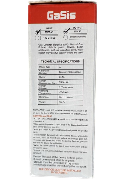 Sismik Gasis-M 220 V Gaz Alarm Dedektörü