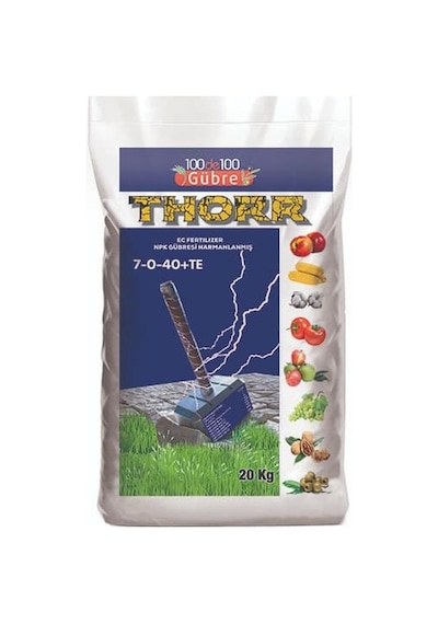 Thorr 7-0-40 Dengeli Npk Klorsuz Gübre Damlama Gübresi 20 Kg