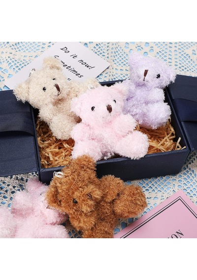 6 Parça Mini Ayı Peluş Doldurulmuş 10,5 Cm Küçük Ayı Toplu Hayvan Oyuncakları Bebek Duş Partisi İçin Küçük Genel