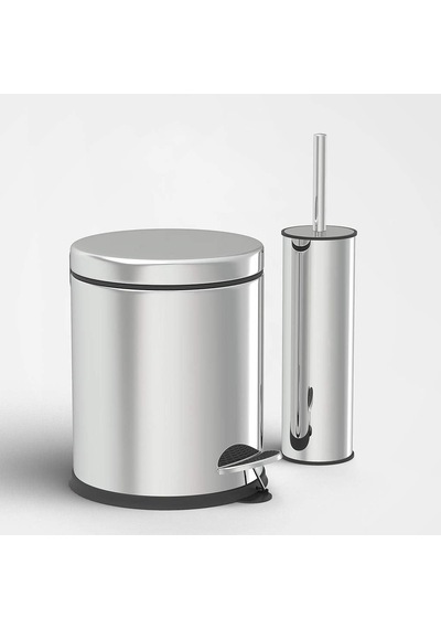Ayrex 5 Litre Çöp Kovası Ve Tuvalet Fırçası Krom İkili Set Genel