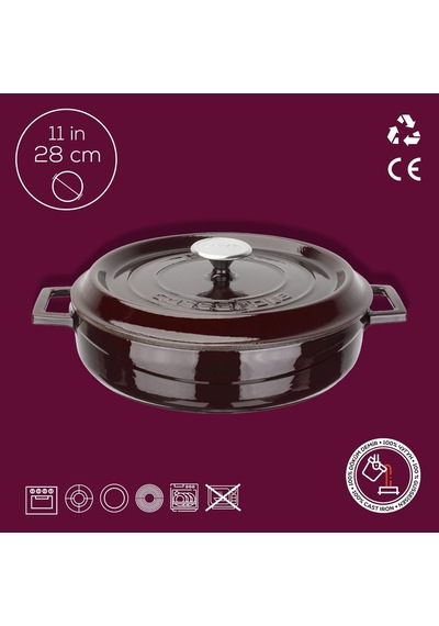 Lava Metal Premium Serisi - Döküm Çok Amaçlı Tencere, Yuvarlak, 28 Cm, Majolik Mor Genel