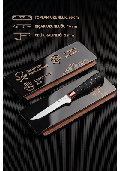 Black Copper Serisi 5 Li Mutfak Bıçağı Et Ekmek Sebze Mutfak Şef Bıçak Seti Mft-568 Siyah