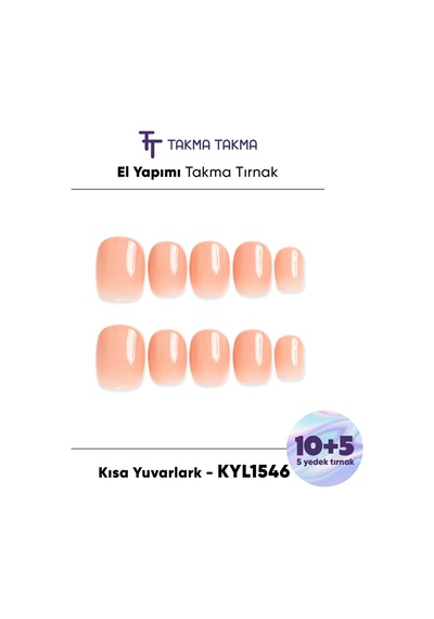 15'li Ten Rengi Kısa Yuvarlark Kyl1546 Tekrar Kullanılabilir El Yapımı Protez Takma Tırnak M