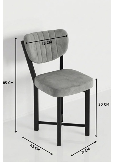 Northcity Sandalye 4 Adet Baby Face Kumaş Metal Ayak Modern Mutfak Sandalyesi Cafe Balkon Ofis Elma Ceviz- Baby Face