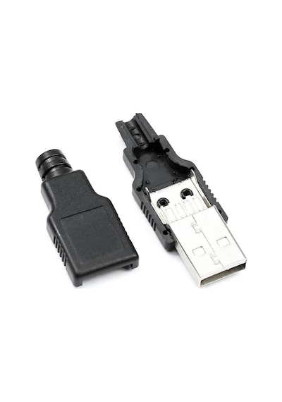 Usb A Erkek Konnektör - Lehim Tipi - Plastik - Usb Erkek Söket N11.4026