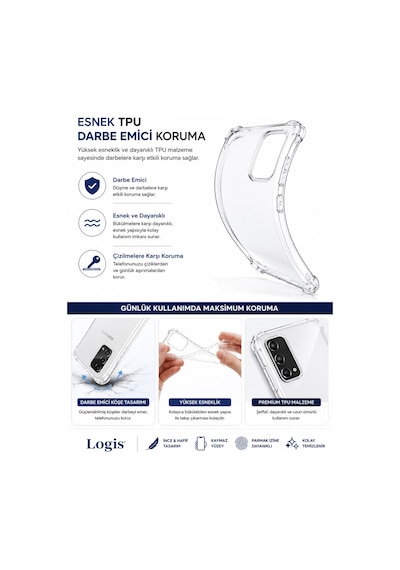 Logis Samsung Galaxy S20 Uyumlu Şeffaf Silikon Kılıf Darbe Emici Kamera Korumalı İnce Esnek Tpu Telefon Kılıfı