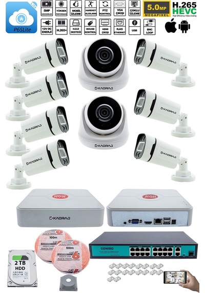 Ip Güvenlik Kamera Seti - 2 İç Mekan , 7 Dış Mekan Kdj-2ın7out-v3