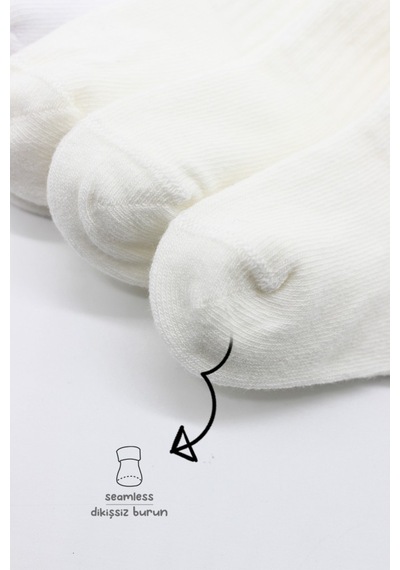 Erturkstore 6'lı Basic Penye Soket Çorap 10101 Ekru Çok Renkli
