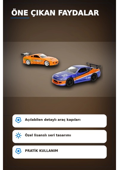 Die-cast Metal 1:32 13 Cm 2001 Nissan Silvia S15 Ve Toyota Supra Araba Seti Bx-313394