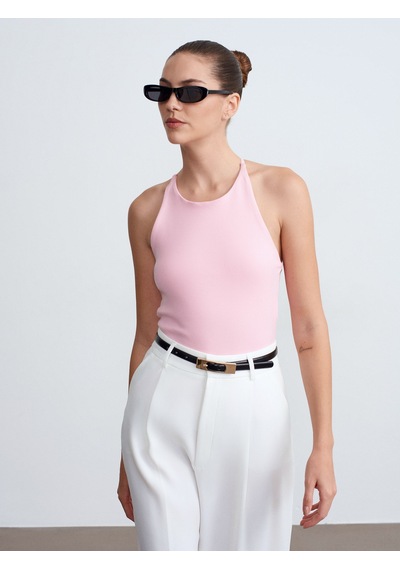 Dilvin 21051 Halter Yaka Askılı Top-toz Pembe