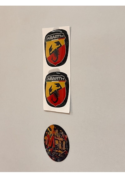 Abarth Damla Sticker Etiket Direk Arması Fiat Logo 3m 3d Damla Silikon Torpido Abarth Akrep 2adet Çok Renkli