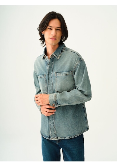 LOFT Oversize Fit Erkek Gömlek U.kol Lf2037939 Q1.v1 Denim LOFT Oversize Fit Erkek Gömlek U.kol Lf2037939 Q1.v1 Denim