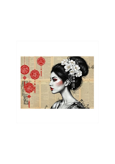 Geleneksel Japon Kadını Art Mdf Poster