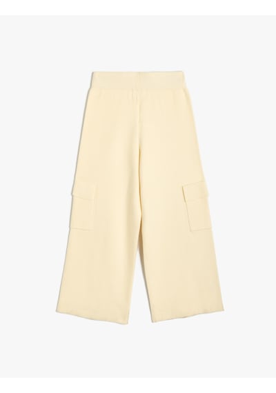 Koton Basic Bol Paça Pantolon Kargo Cep Detaylı Bej 5wkg40001at Ekru