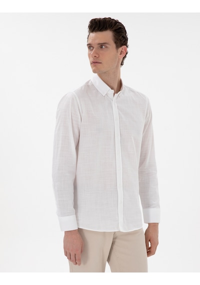 Pierre Cardin Erkek Beyaz Gömlek Desenli 50302710-vr013 Beyaz