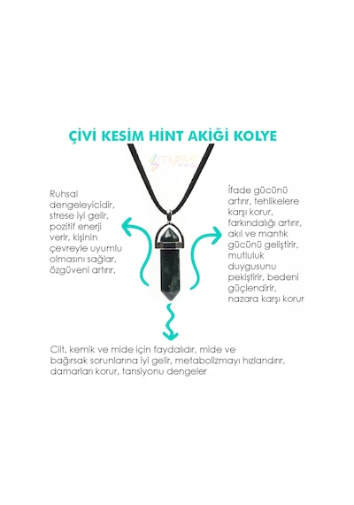 Mystic Energy Doğal Taş Hint Akiği Kadın-Erkek Kolye &  Anahtarlık