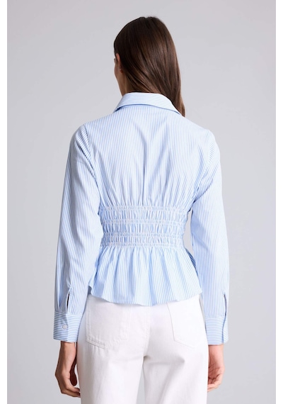 Defacto Fıtted Çizgili Poplin Gömlek H0347ax26spbe306 Mavi-be306
