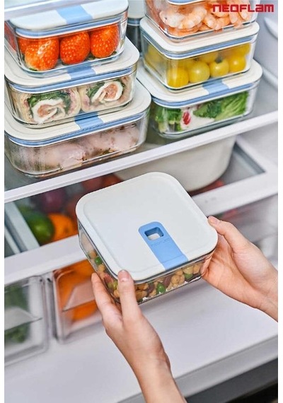 Neoflam Perfect Seal Dikdötgen 5 Parça Cam Saklama Kabı Seti Beyaz Neoflam Perfect Seal Dikdötgen 5 Parça Cam Saklama Kabı Seti Beyaz