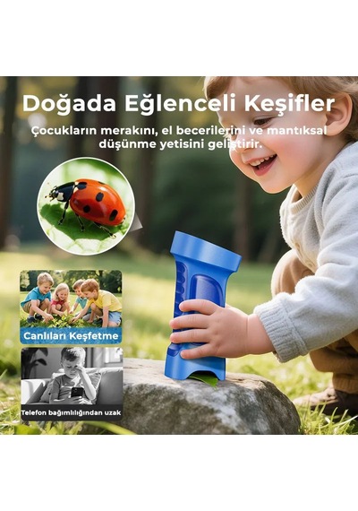 395 Mavi Taşınabilir Dijital Çocuk Mikroskobu - 2.4 İnç Ips Ekranlı, 1080p Full Hd, 1000x Zoom, 8 Led Işıklı Eğitici Bilim Kiti